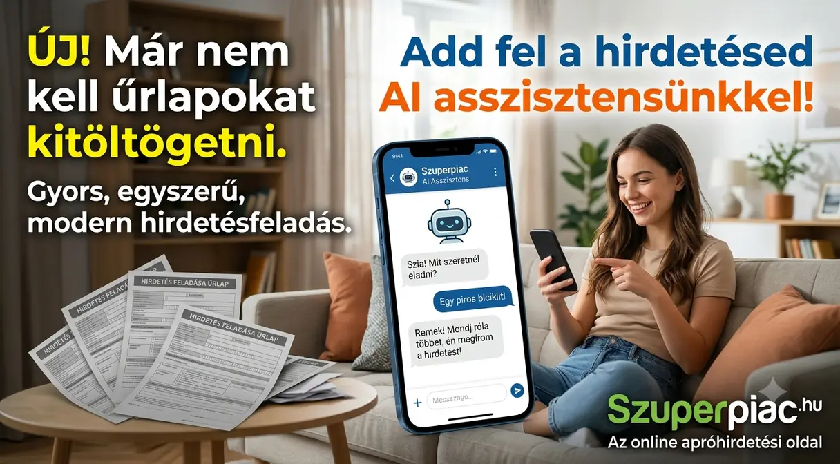 Szupi, a Szuperpiac AI asszisztense, aki fotóból, hangból vagy szövegből elkészíti a hirdetésed