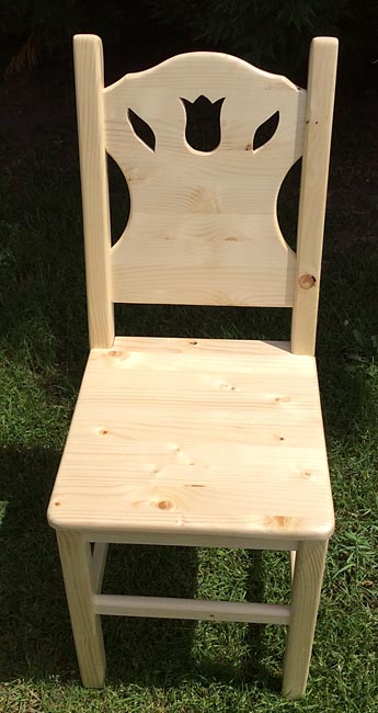 Tulipános tömör fenyőfa bútor,  szék,  komód,  lóca