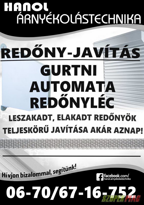 Redőny-gurtni,  automata,  redőnylécek cseréje,  felújítása