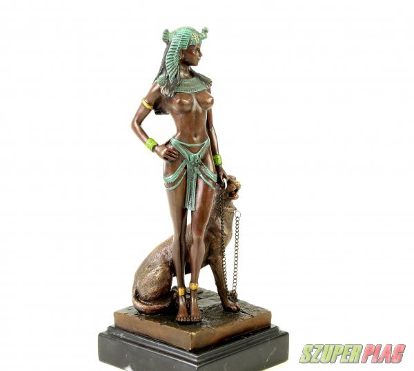 Kleopátra sétáltatja a párducot - bronz szobor