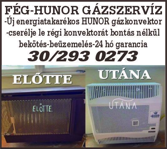 Energiatakarékos HUNOR gázkonvektor