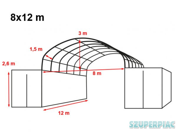 Konténer fedés 8x12m - 720g/m2 PVC / Tűzálló