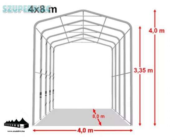 4x8x3, 35m Wikinger raktársátor/ 720g/m2 Tűzálló ponyva