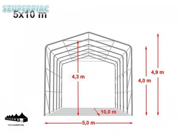 5x10x4m Wikinger raktársátor/ 720g/m2 Tűzálló ponyva