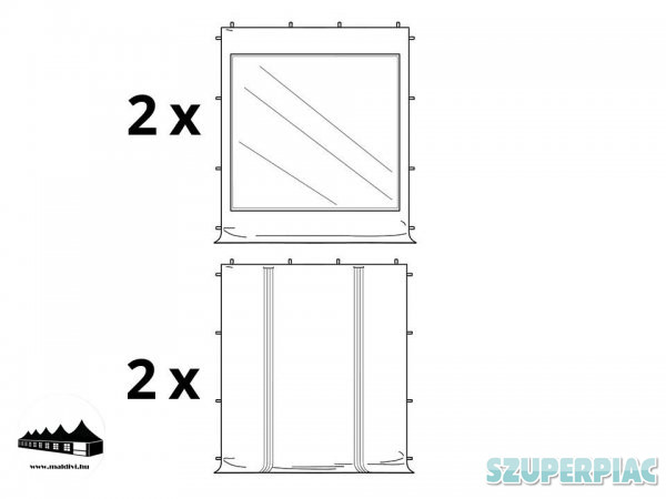 3x3m összecsukható pavilon panoráma ablakos PRÉMIUM