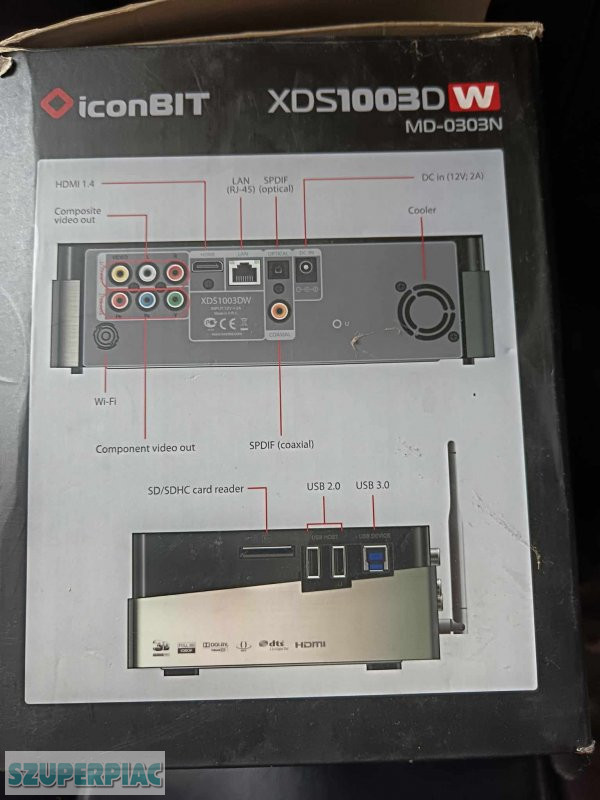 IconBIT XDS1003D Full HD HD 19201080p médialejátszó 500GB 750GB 