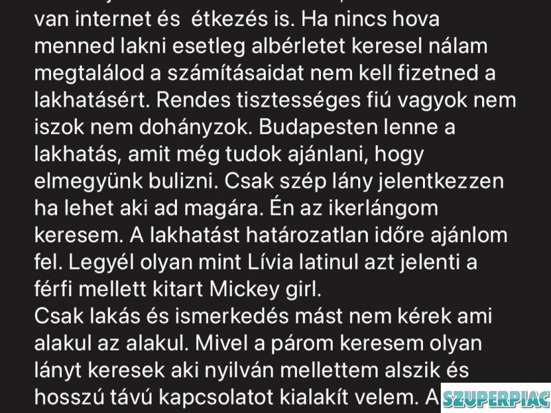 Ingyen albérlet lánynak tartós kapcsolattal
