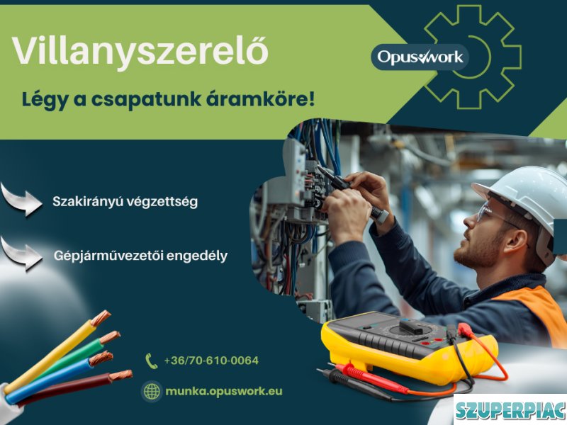 Villanyszerelő AZONNALI MUNKAKEZDÉSSEL