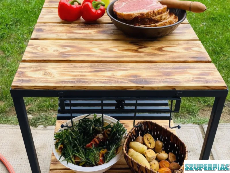 Kerti zsúrkocsi grill kocsi