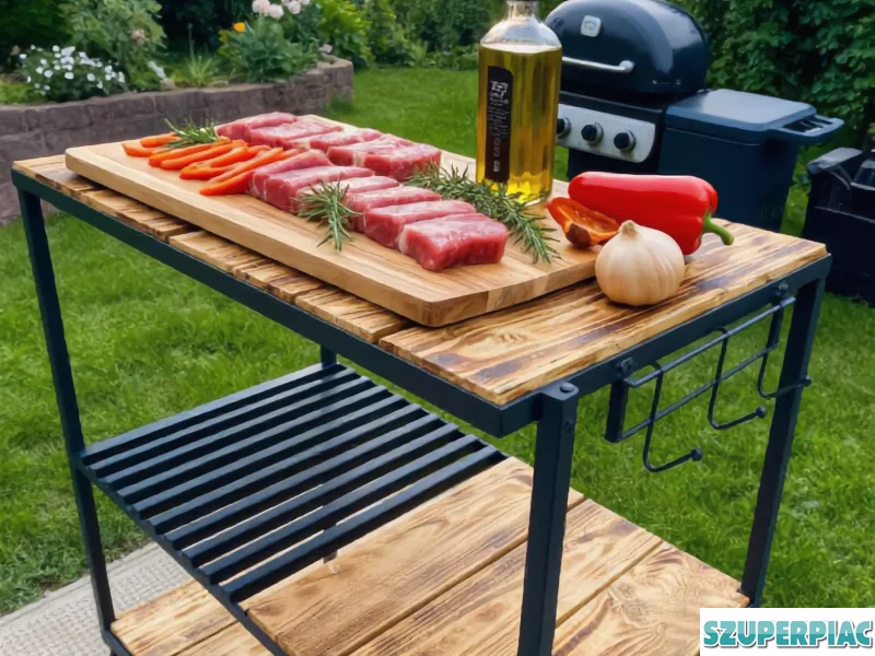 Kerti zsúrkocsi grill kocsi