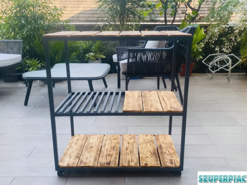 Kerti zsúrkocsi grill kocsi