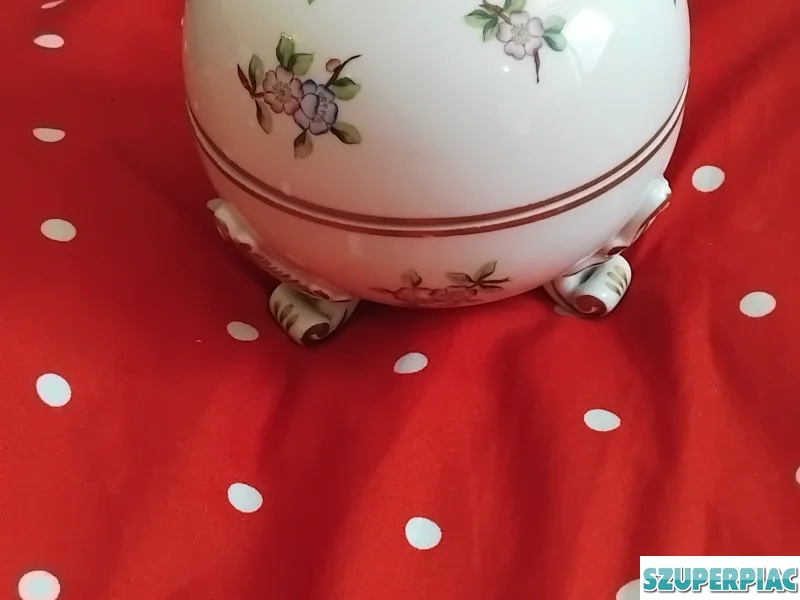 Porcelán virágmintás bonbonier edény