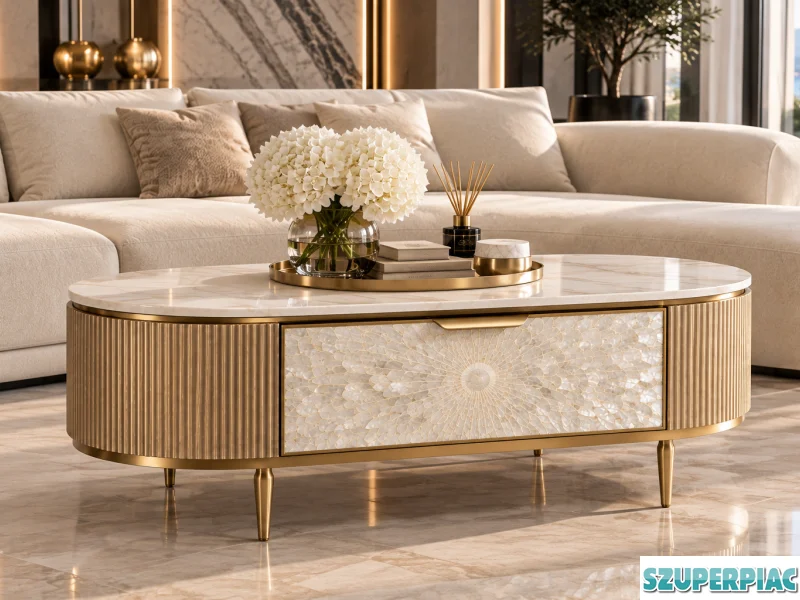 Arany Glamour dohányzóasztal 120 70 46 cm