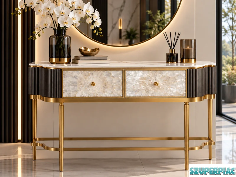 Grafitszürke Glamour konzol 140 cm