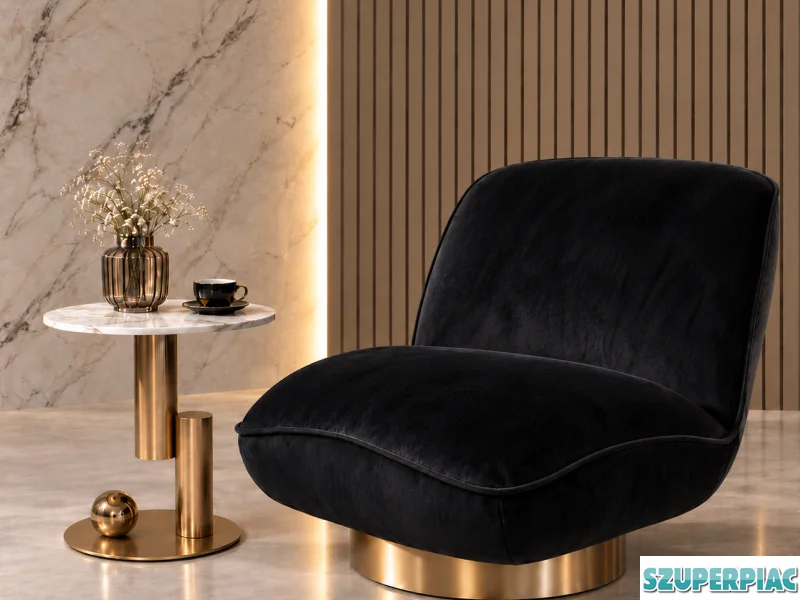 Glamour bársony pihenőfotel arany talppal