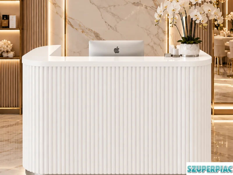 Fehérezüst Glamour recepciós pult LEDvilágítással 120