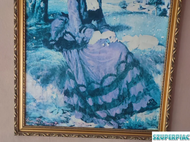 Antik keretezett női portré nyomat