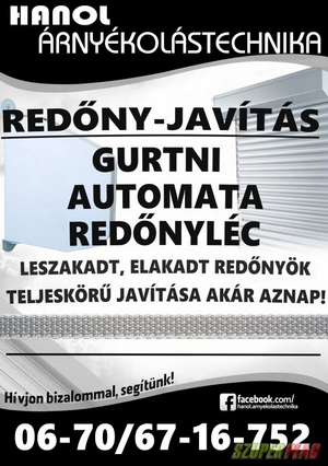 Redőny-gurtni,  automata,  redőnylécek cseréje,  felújítása