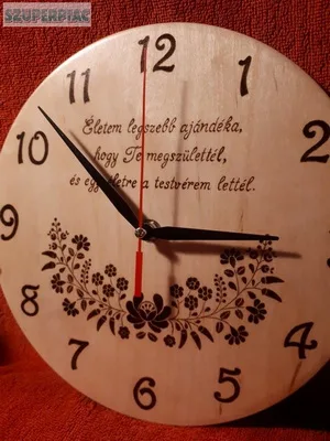 Fa gravírozás,  egyedi ajándékok - fali óra,  fa toll