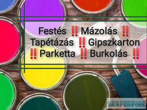 Festés,  Tapétázás,  Gipszkarton szerelés,  parketta 