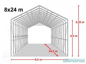 8x24x4m Wikinger raktársátor/ 720g/m2 Tűzálló ponyva