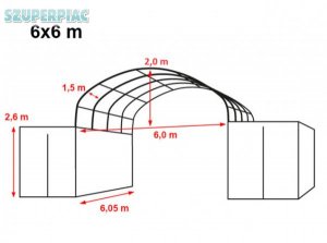 Konténer fedés 6x6m - 720g/m2 PVC / Tűzálló