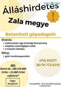 Zala megye - Betanított gépadagoló