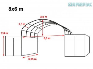 Konténer fedés 8x6m - 720g/m2 PVC / Tűzálló