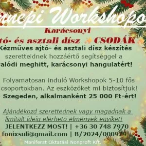 Karácsonyi ajtó és asztali dísz csodák WORKSHOP