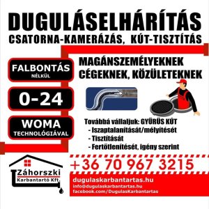 DuguláselhárításCsatorna kamerázás