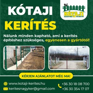 Kótaji kerítés vadháló drótháló kerítésépítés oszlop kapu