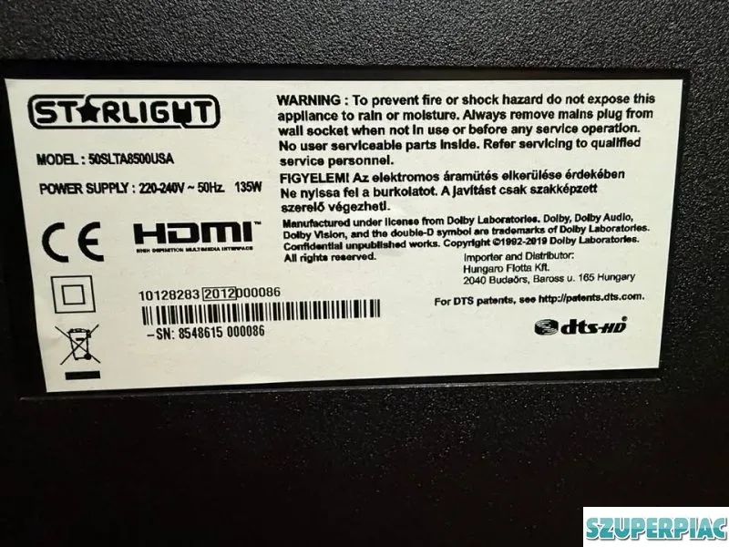 Hibátlan jó állapotú Starlight Ultra HD okos TV eladó 50
