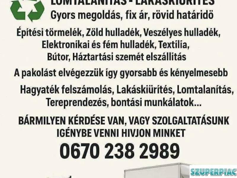 Sitt és szemét szállitás Hagyaték kiürítése