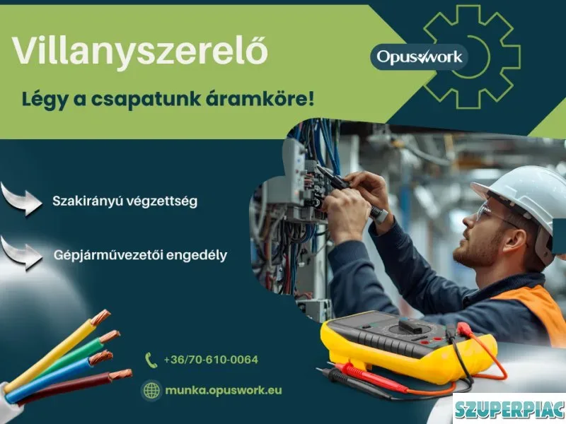 Villanyszerelő AZONNALI MUNKAKEZDÉSSEL