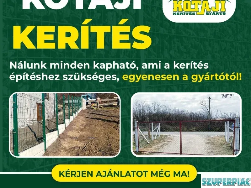 Kótaji kerítés vadháló drótháló kerítésépítés oszlop kapu