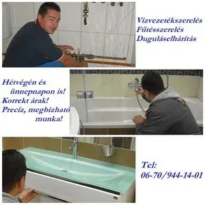 Vízszerelő szigetszentmiklós fűtésszerelő,  csatornázás