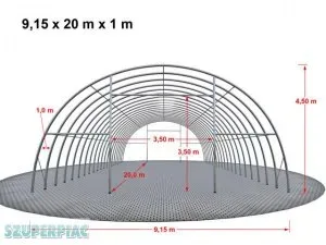 Hangár 9, 15x20m 4, 5m magas / 720g/m2 PVC / Tűzálló / 1m szerke Hangár 9, 15x20m 4, 5m magas / 720g/m2 PVC / Tűzálló / 1m szerke