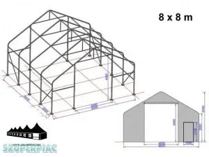 8x8x3m Everest csarnoksátor - 720g/m2 Tűzálló ponyva 8x8x3m Everest csarnoksátor - 720g/m2 Tűzálló ponyva