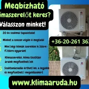 Klímák telepítése klíma tisztítás karbantartás